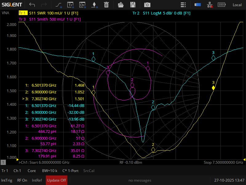Антена Хелікс 6.5 - 7.3 ГГц (КСХ 1.45 - 1.55) RHCP/LHCP 5 Витків на ретранслятор
