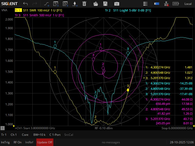 Антена Хелікс 4.3 - 5.2 ГГц (КСХ 1.4 - 1.5) RHCP/LHCP 5 Витків на ретранслятор