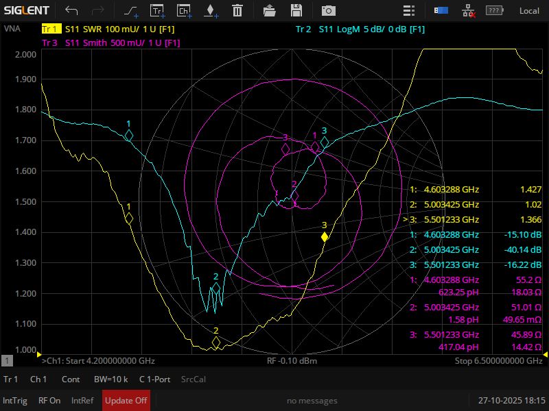 Антена Хелікс 4.6 - 5.5 ГГц  (КСХ 1.4 - 1.5) RHCP/LHCP 5 Витків на ретранслятор