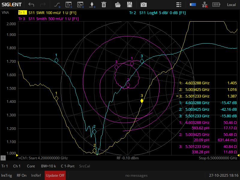 Антена Хелікс 4.6 - 5.5 ГГц  (КСХ 1.4 - 1.5) RHCP/LHCP 5 Витків на ретранслятор