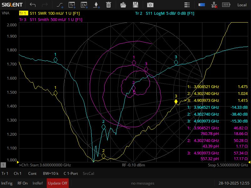 Антена Хелікс 3.9 - 4.9 ГГц (КСХ 1.4 - 1.5) RHCP/LHCP 5 Витків на ретранслятор