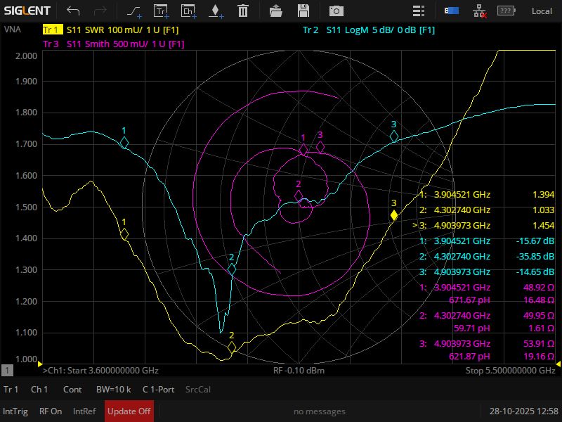 Антена Хелікс 3.9 - 4.9 ГГц (КСХ 1.4 - 1.5) RHCP/LHCP 5 Витків на ретранслятор